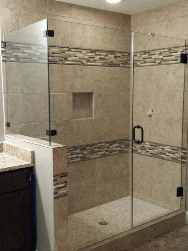 Marble Tile in a Corner Shower